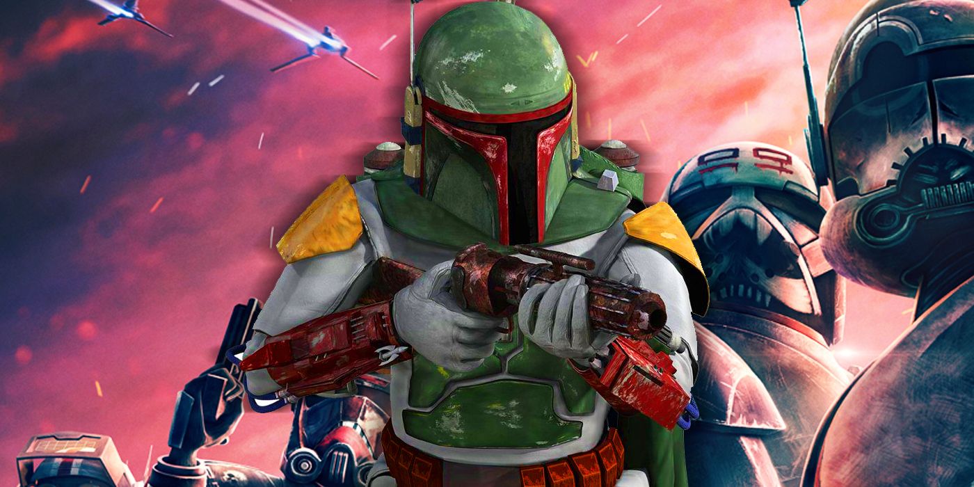 boba fett in front of star wars the bad batch