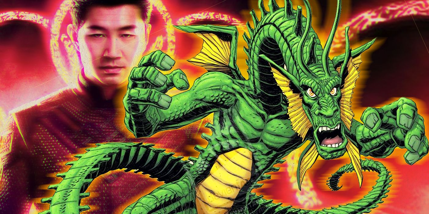 fin fang foom in front of shang chi