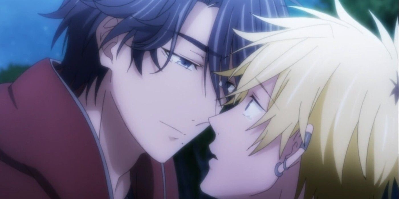 Seta and Kousuke are about to kiss in Hitorijime My Hero