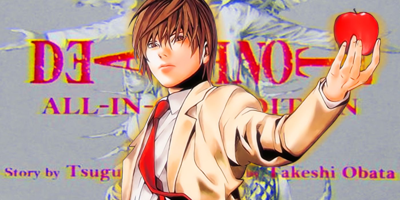 light yagami in front of death note all in one edition