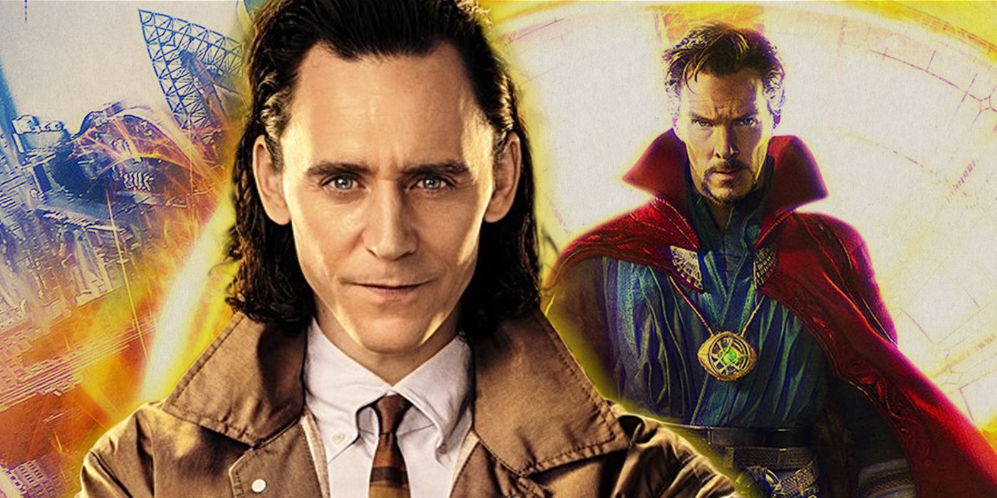 Loki at the TVA superimposed over Dr. Strange