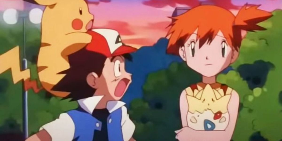 Ash and Pikachu look at Misty shocked
