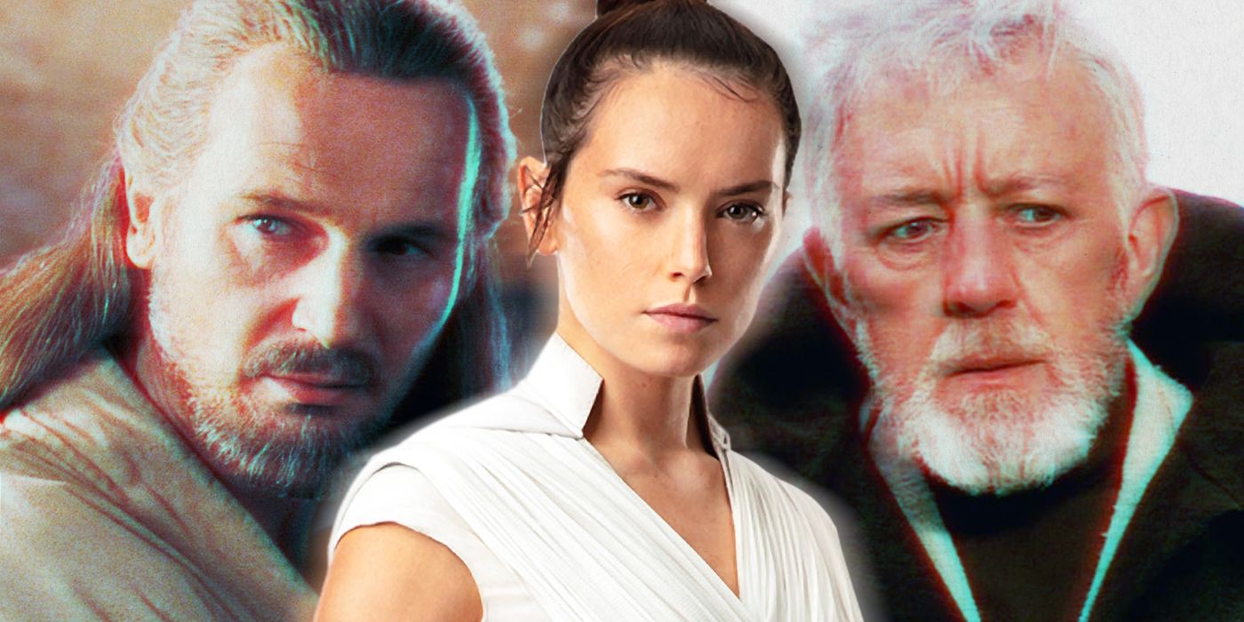 Qui-gon Jinn, Rey Skywalker and Obi-Wan Kenobi from Star Wars.