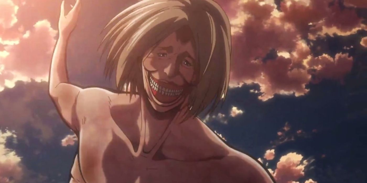 Dina Fritz como um titã em ataque ao Titan.