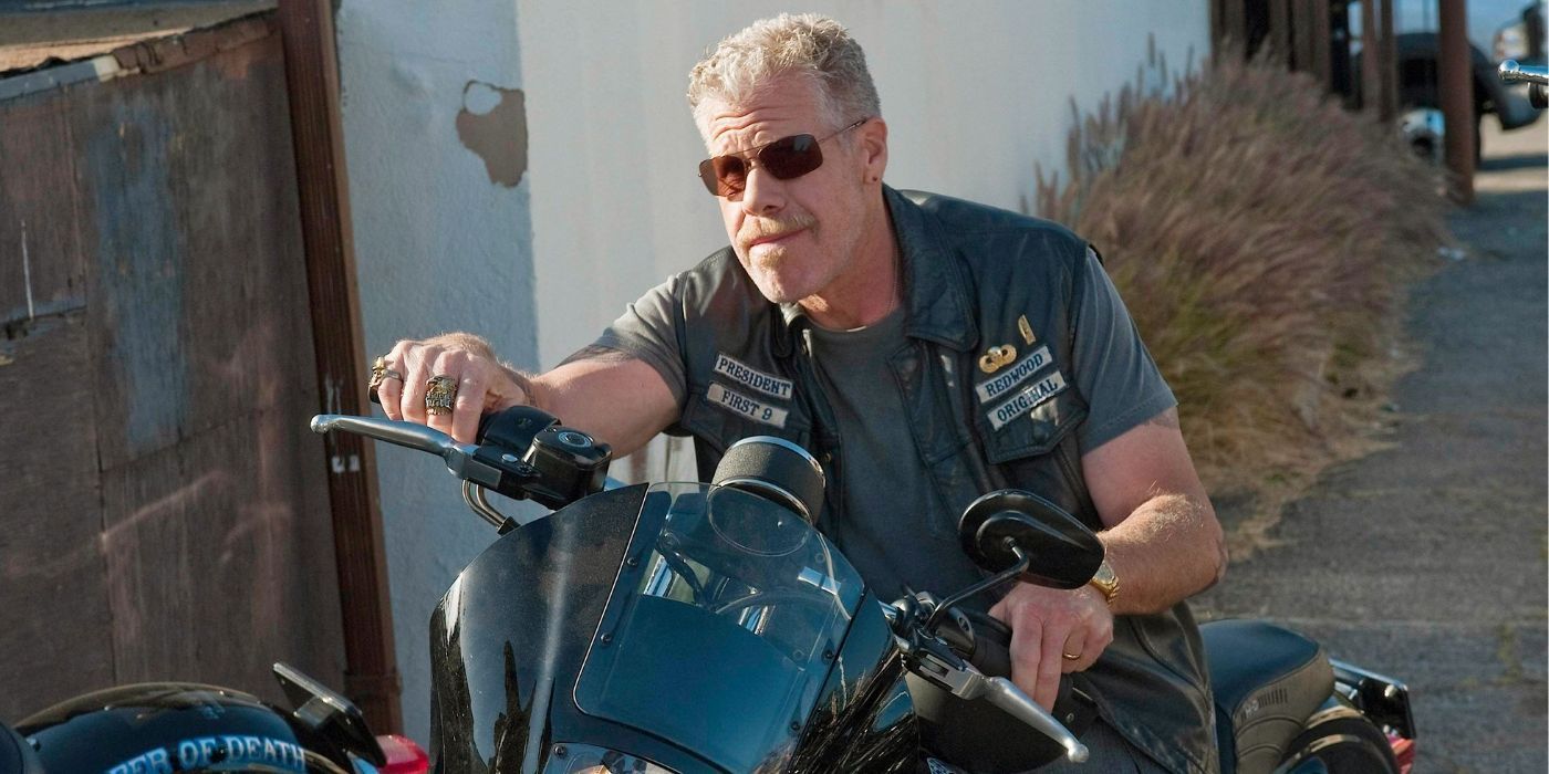 sons of anarchy ron perlman's clay marrow on motorcycle
