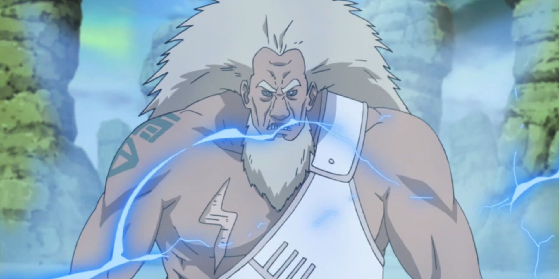 Third raikage using lightning cloak with chest scar in Naruto