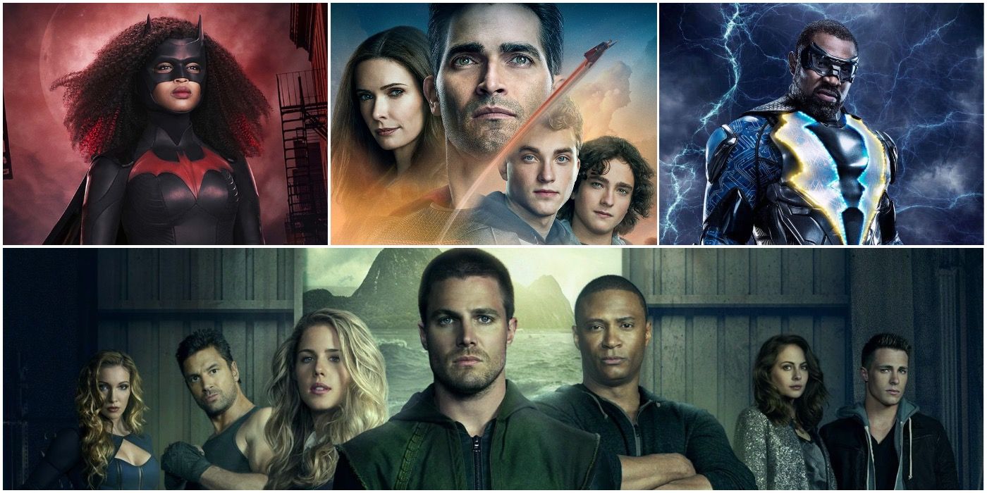 CW Arrowverse Posters in a split image.