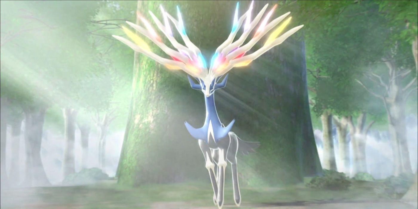 Xerneas in front of tree in New Pokemon Snap