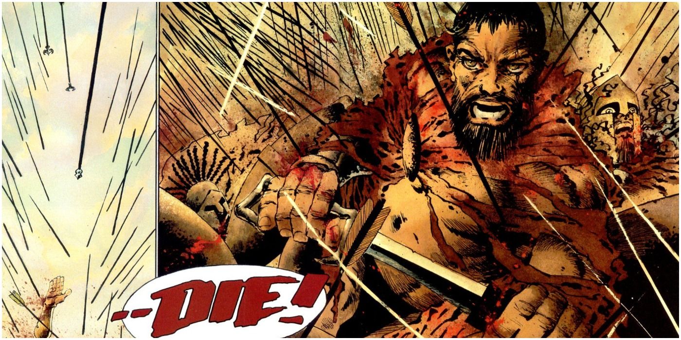 A violent comic panel from the series 300.