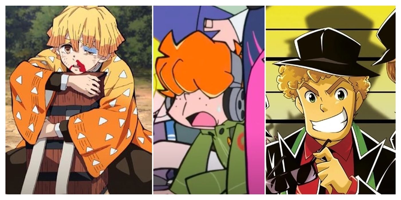 Anime heroes not taken seriously feature _ Zenitsu from Demon Slayer, Brief from Panty and Stocking, and Hideki from Nerima Daikon Brothers