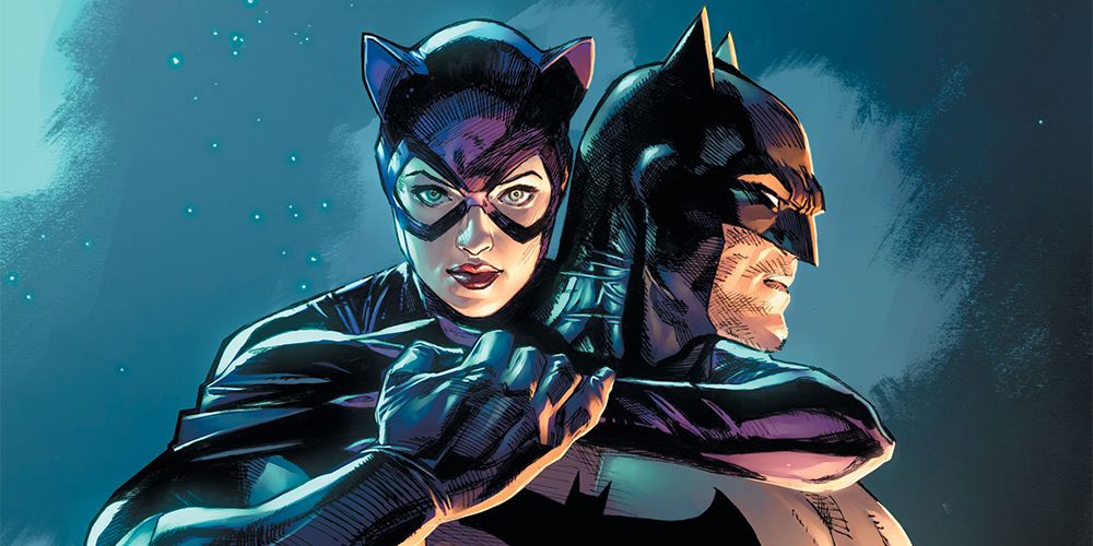 Catwoman hugs Batman