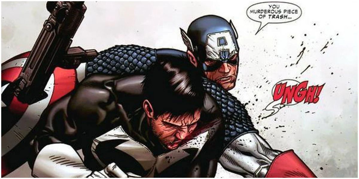 Cap fighting Punisher during Civil War