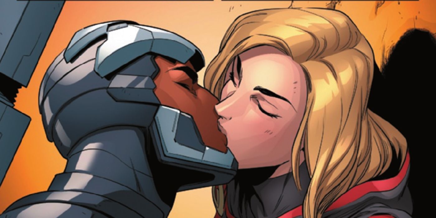 War Machine kissing Captain Marvel