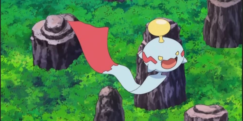 Chimecho flying around in the Pokemon anime