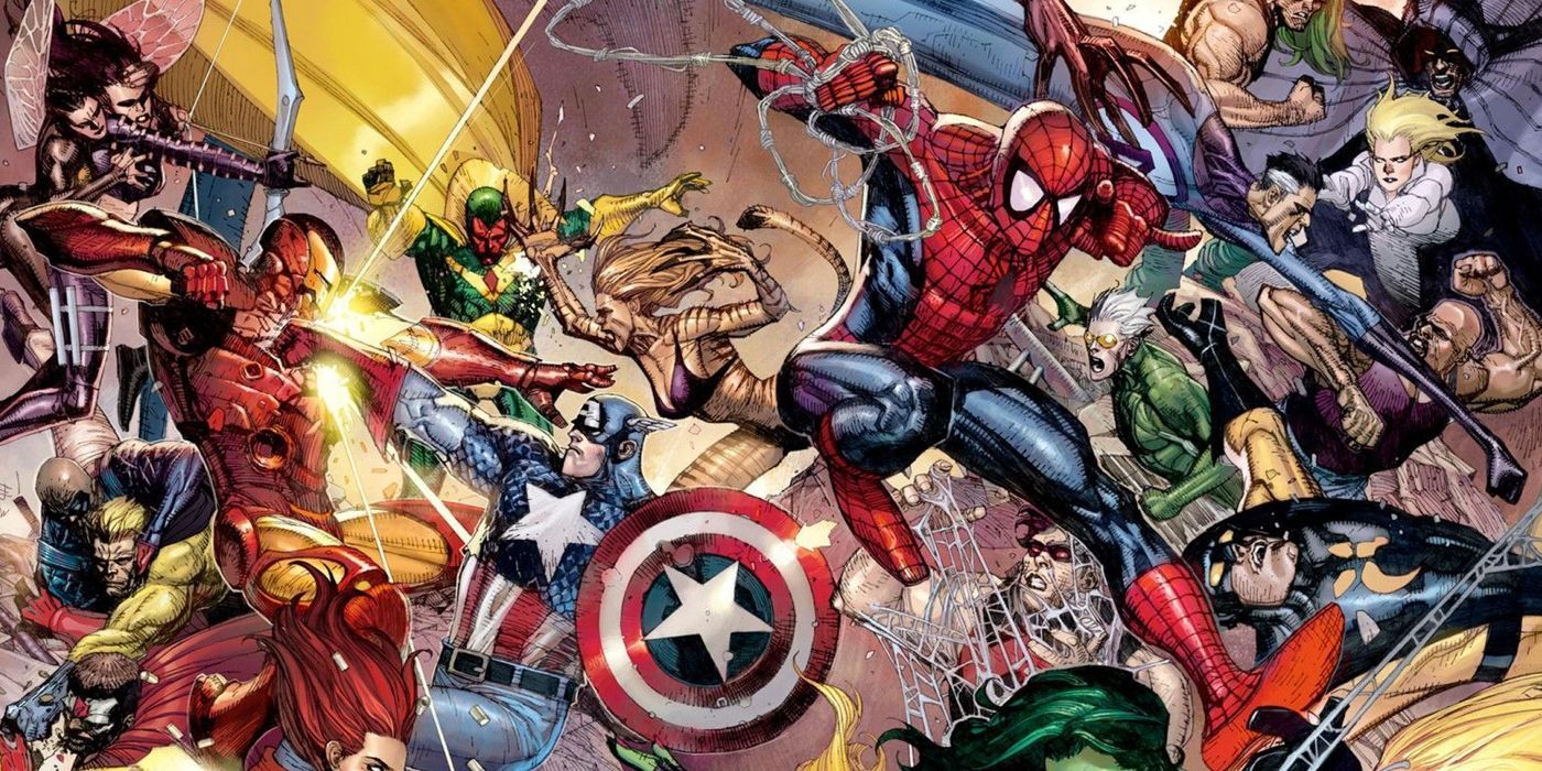 Marvel heroes fighting during Civil War