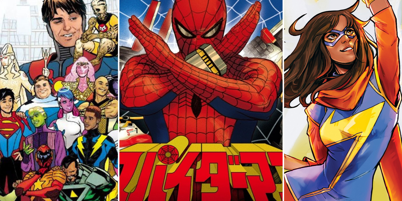 Comics anime _ Legion of Super-Heroes, Spider-Man, and Ms. Marvel