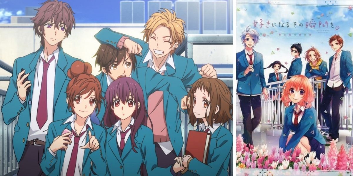 Left image features all six main characters; right image features the promo image of Confession Executive Confession: Love Series