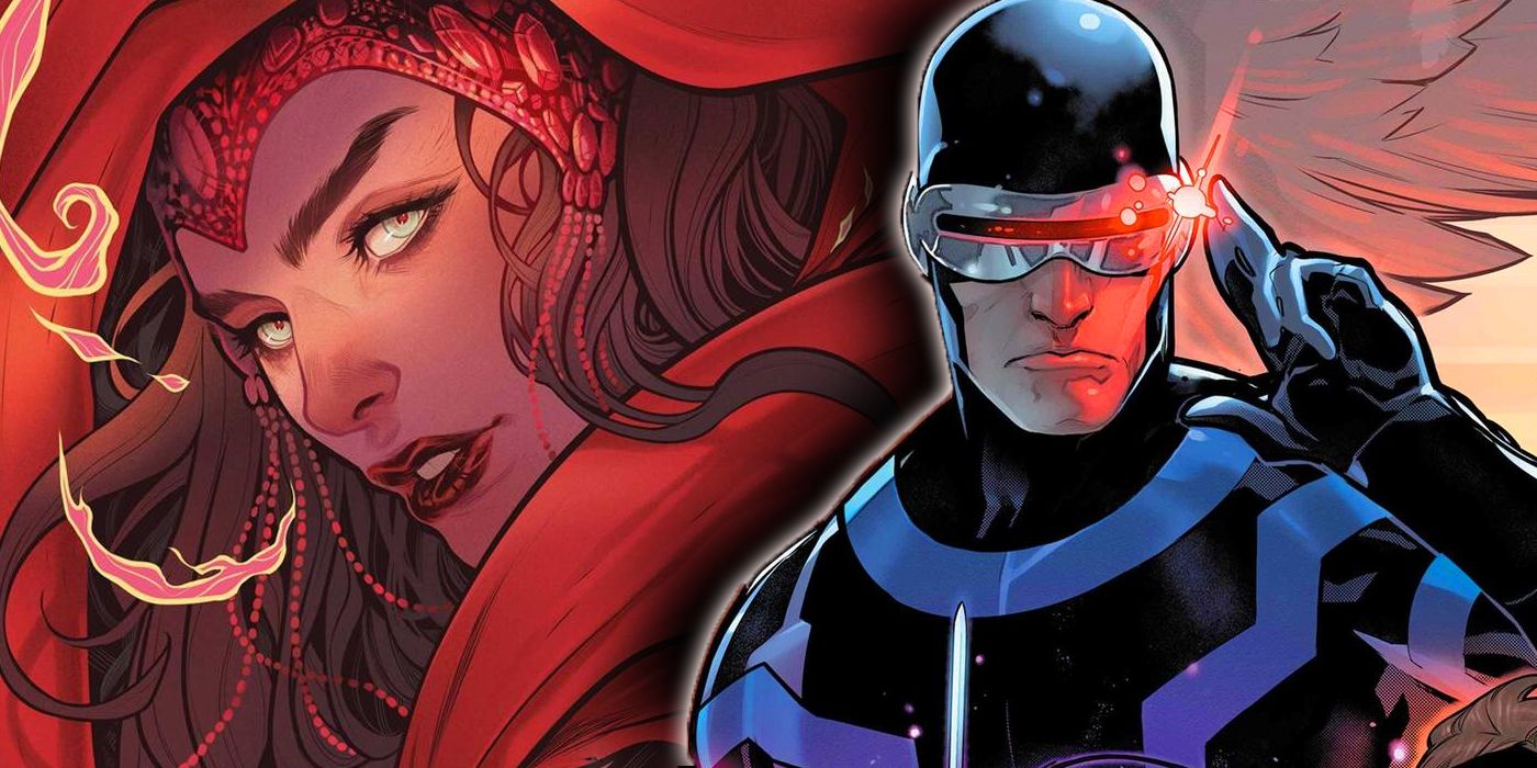An image collage of Cyclops and Scarlet Witch