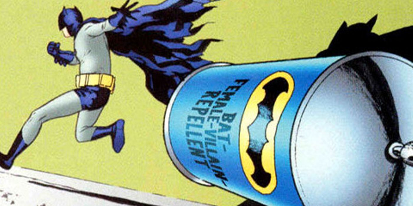 Batman drops his lady villain spray