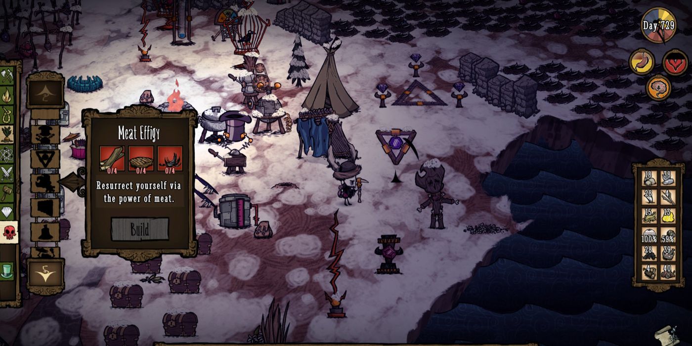 the craft tab for meat effigies in don't starve