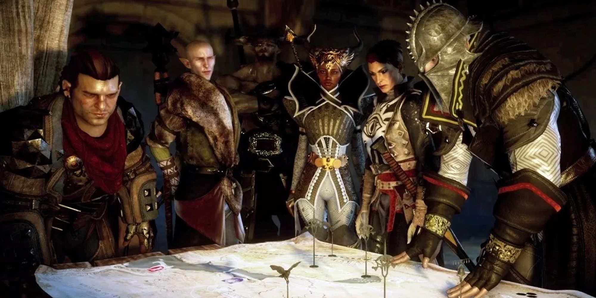 Dwarf, elf, qunari and humans of Dragon Age