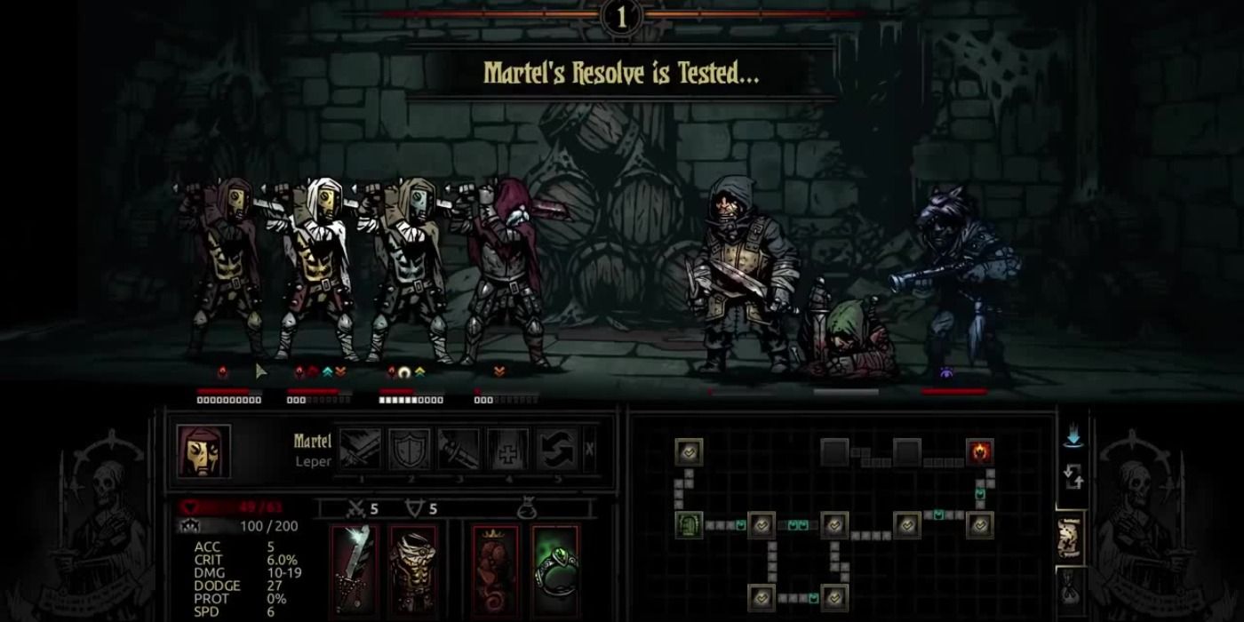Darkest Dungeon party made up of four Lepers
