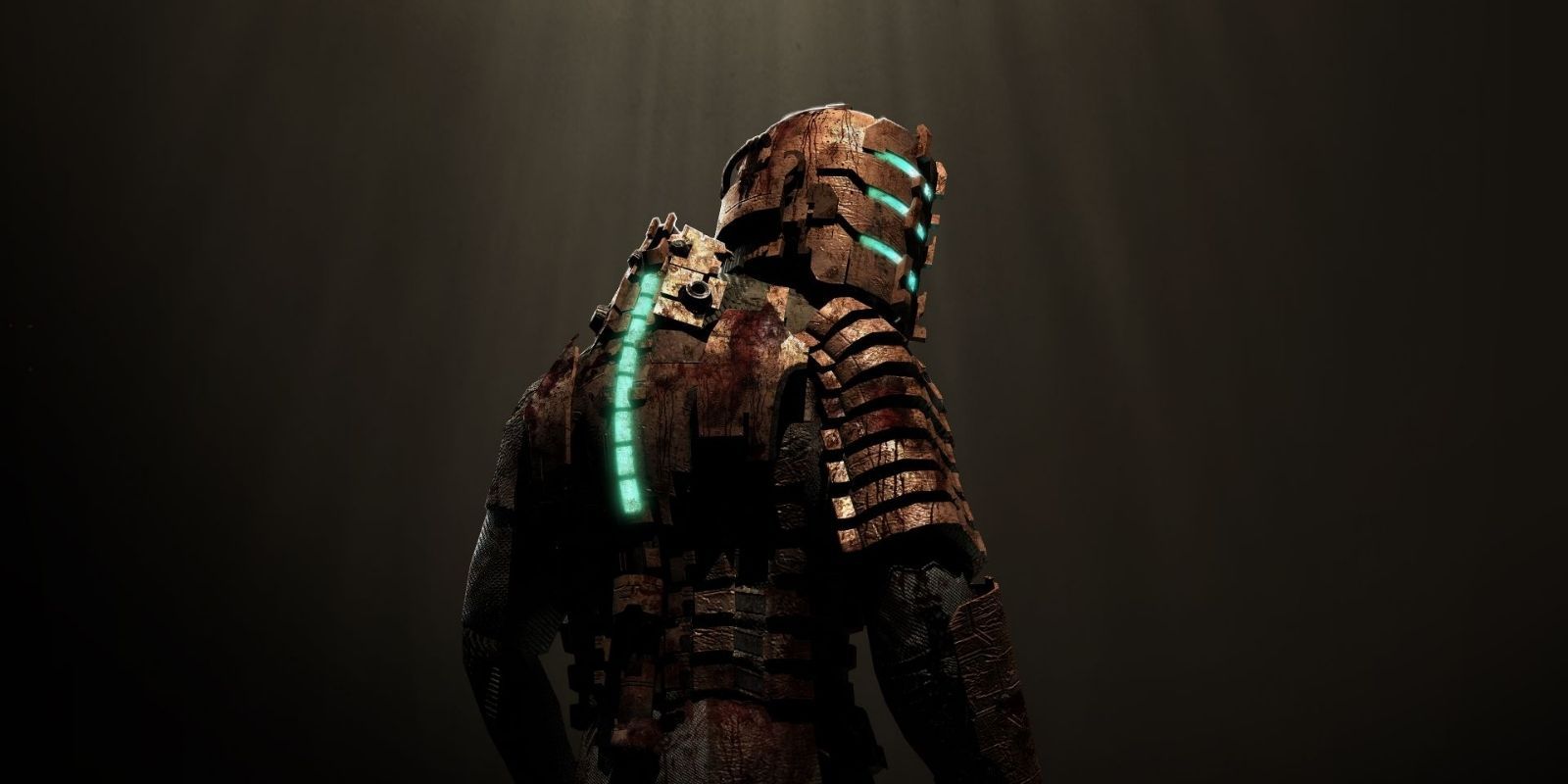 Isaac Clarke from Dead Space looking behind his shoulder, positioned beneath a skylight