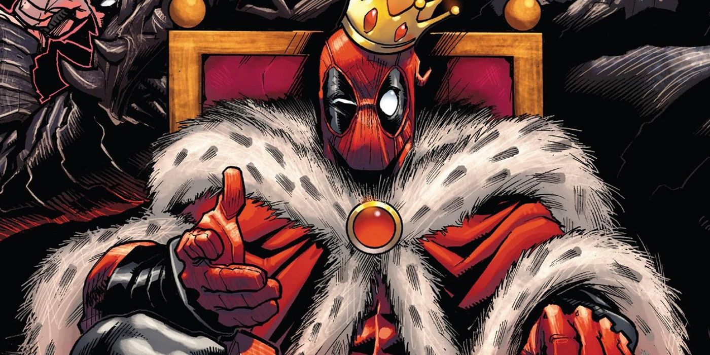 Deadpool dressed as a king