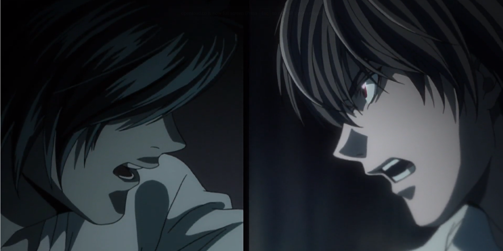 Death Note Light And L Split Screen Saying &quot;I Am Justice&quot;
