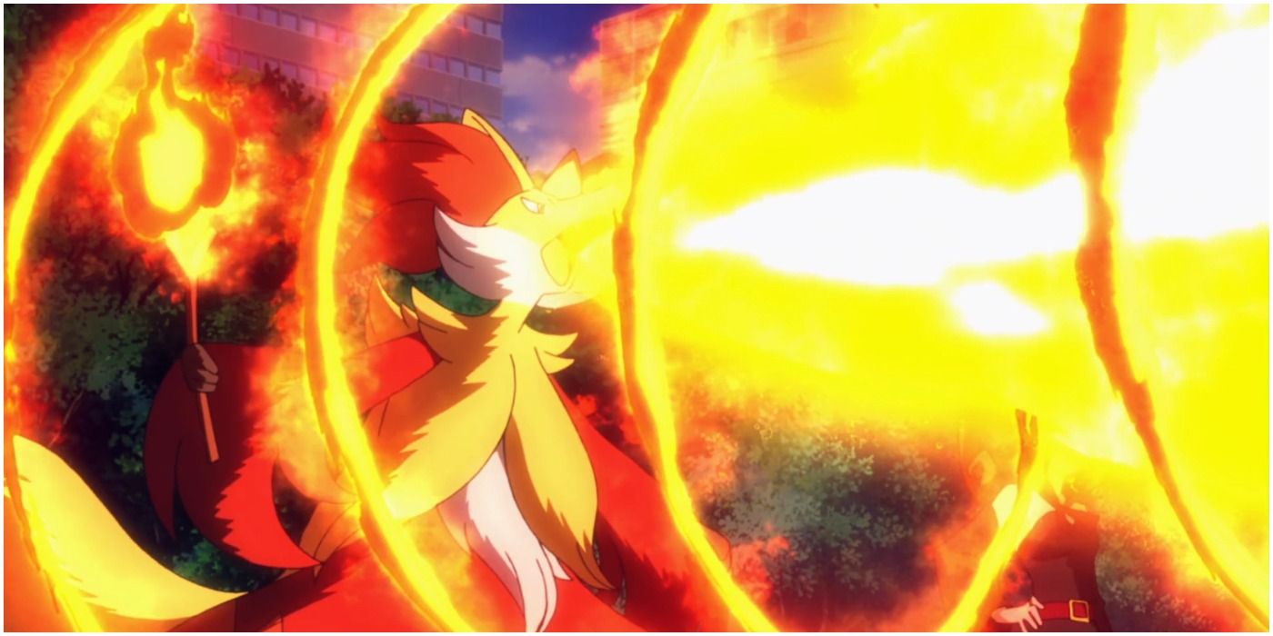 Delphox releases a beam of fire