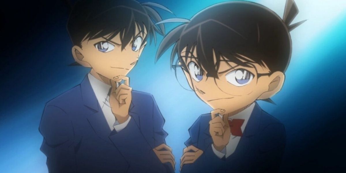 Shinichi Kudo in his teenage form and child form.