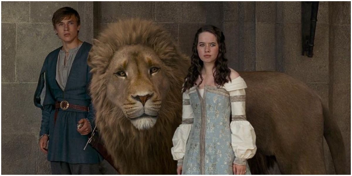 disney chronicles of narnia aslan with peter and lucy