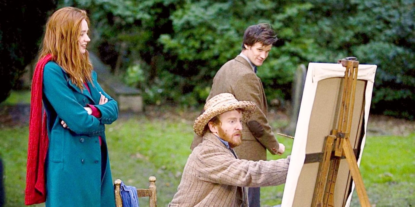 Amy and the Eleventh Doctor watch Vincent Van Gogh paint