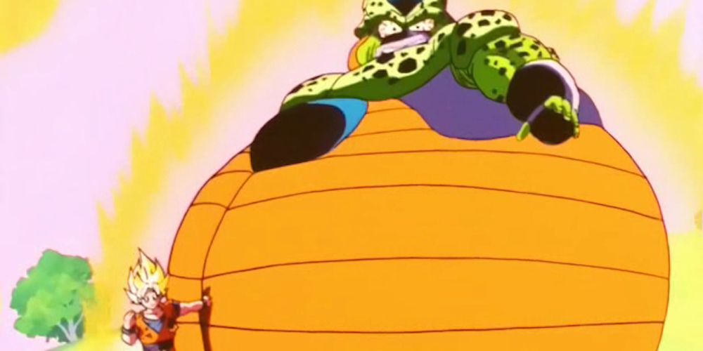 Anime Dragon Ball Cell Self Destructs On King Kai's Planet