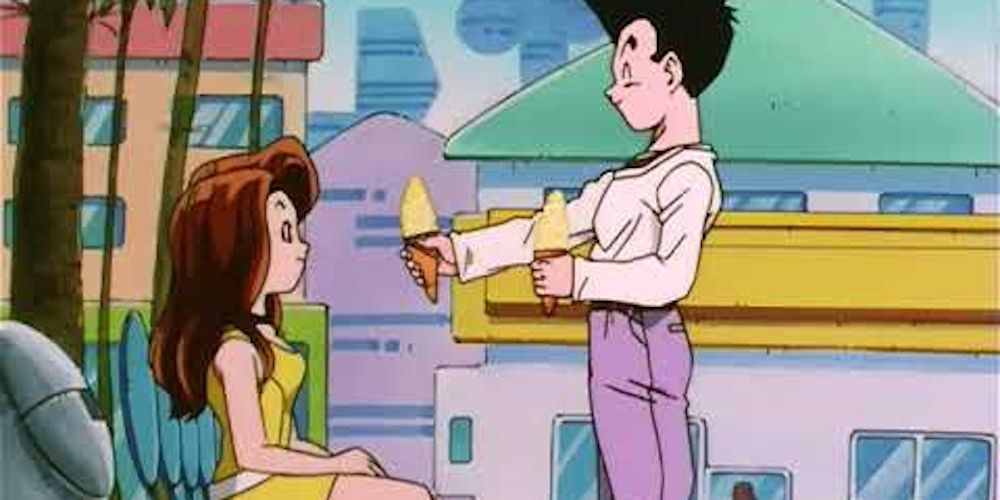 Goten gets ice cream for Valese on a date in Dragon Ball GT