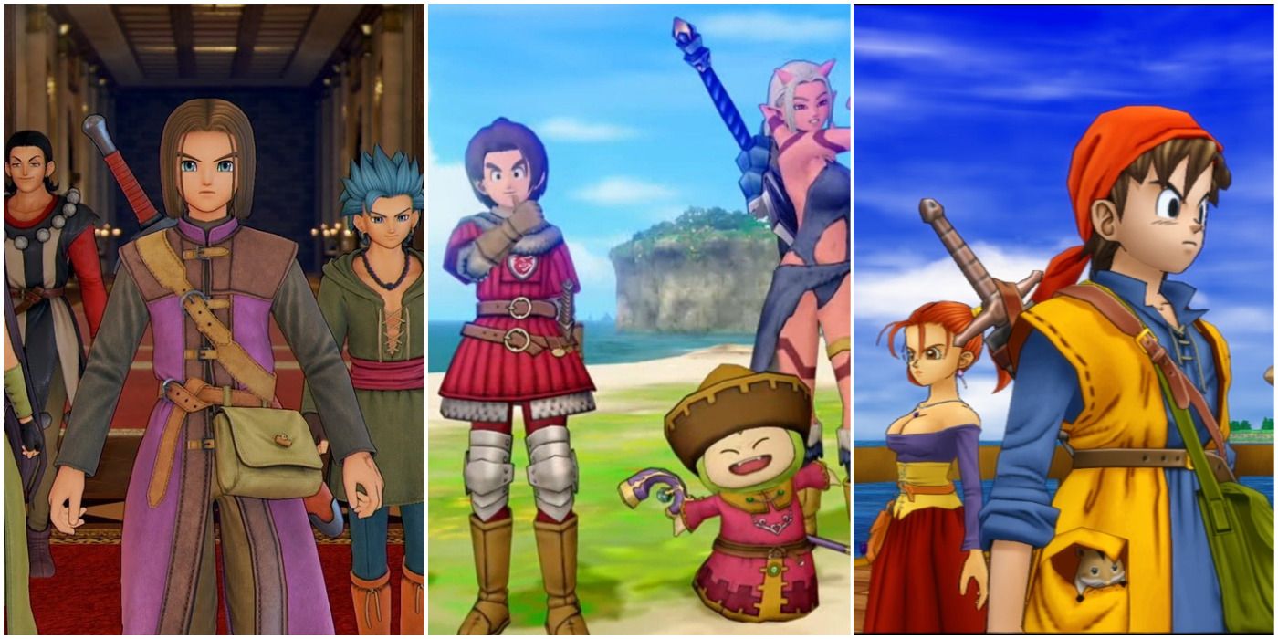 Dragon Quest XI, X, and VIII Character Screenshots