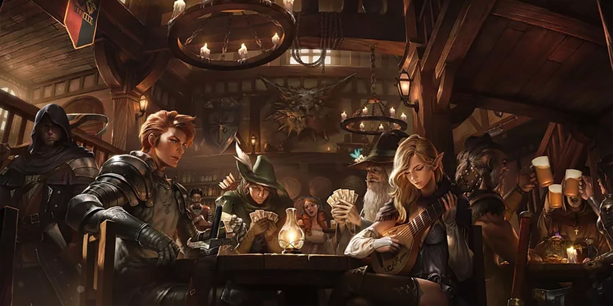 Dungeons & Dragons party in a tavern