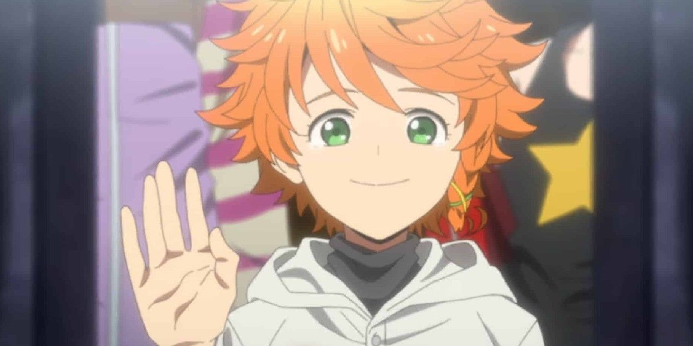 Emma waves farewell in The Promised Neverland.