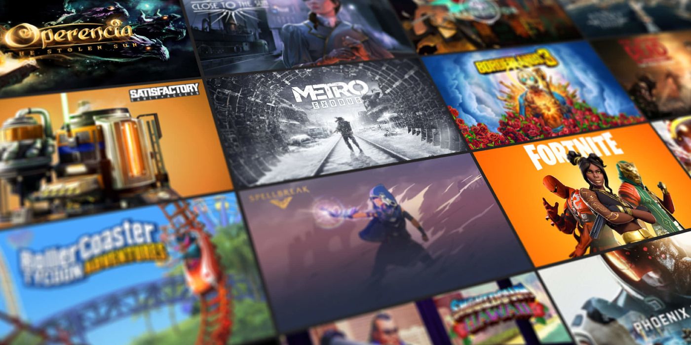 A selection of games from the Epic Games Store form a grid