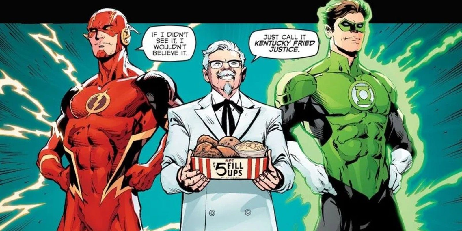 Flash Colonel Sanders and Green Lantern