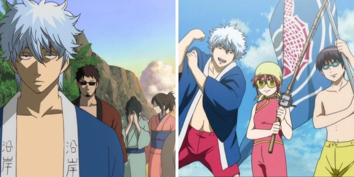 Left image features Gin and Hasegawa; right image features Yorozuya.