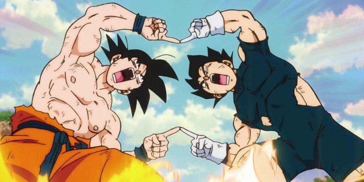 Goku and Vegeta perform the Fusion Dance in Dragon Ball Super: Broly