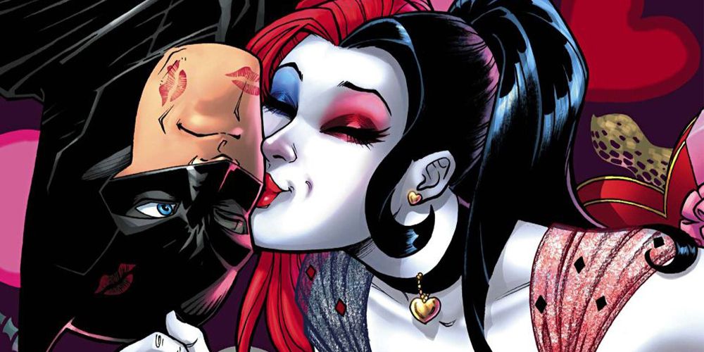 Harley Quinn kisses Batman