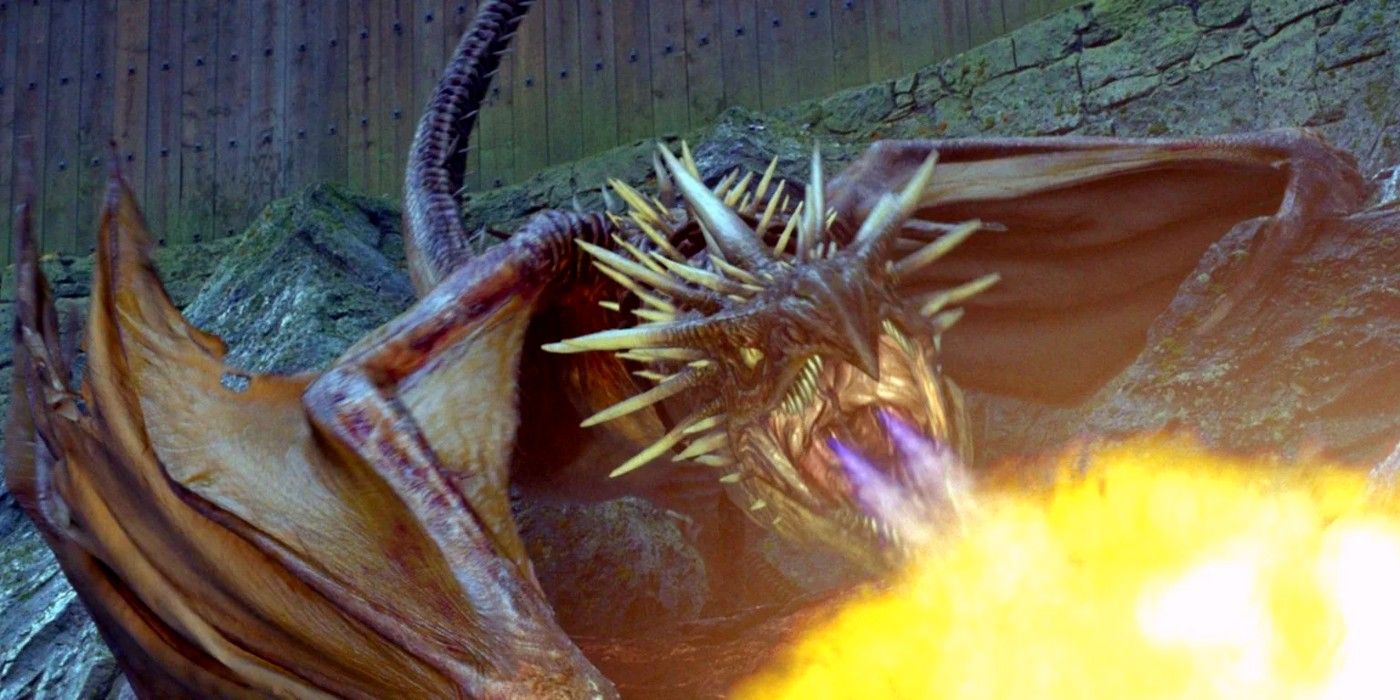 dragon breathing fire from Harry Potter