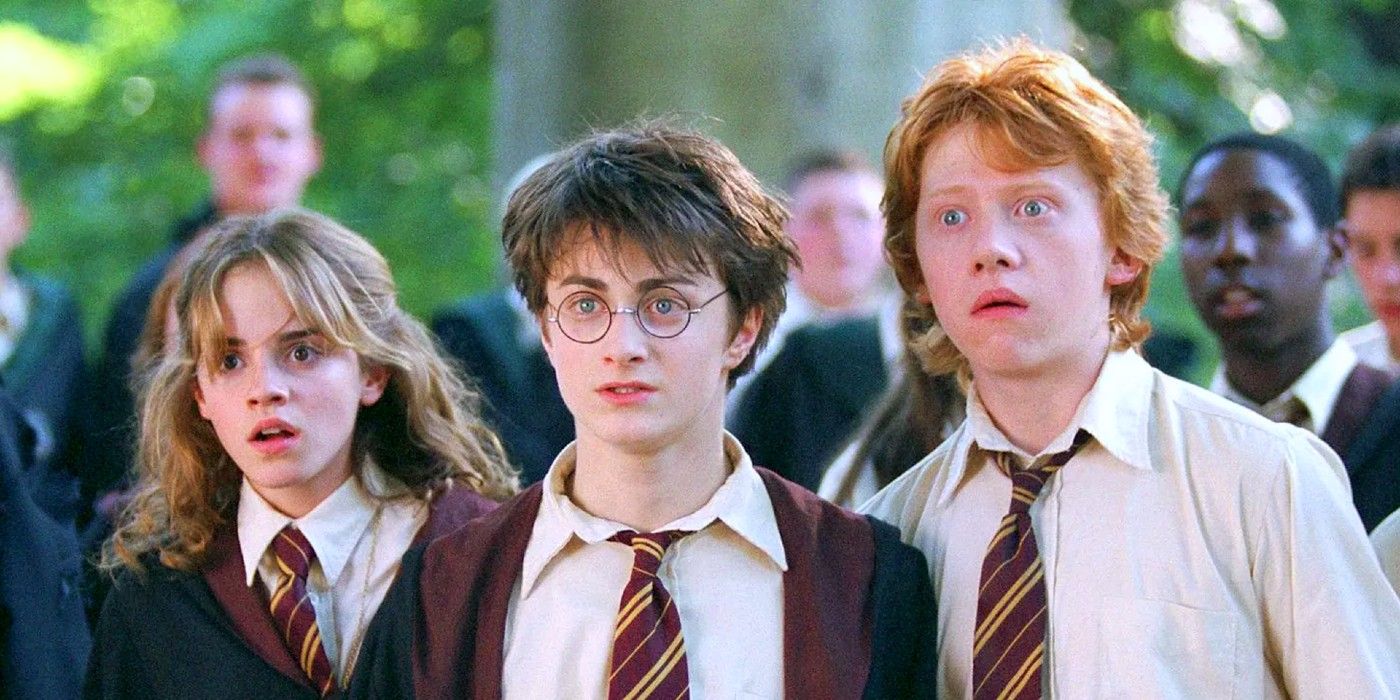 Harry, Ron, and Hermione from Harry Potter.