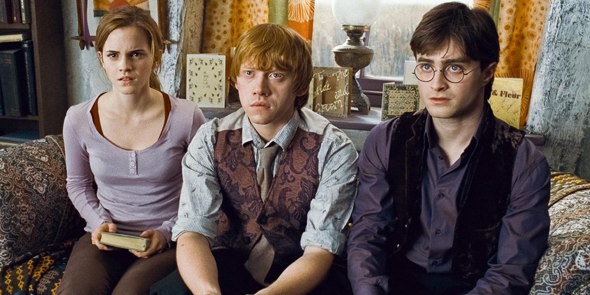 Hermione Granger, Ron Weasley, And Harry Potter listen to Dumbledore's will