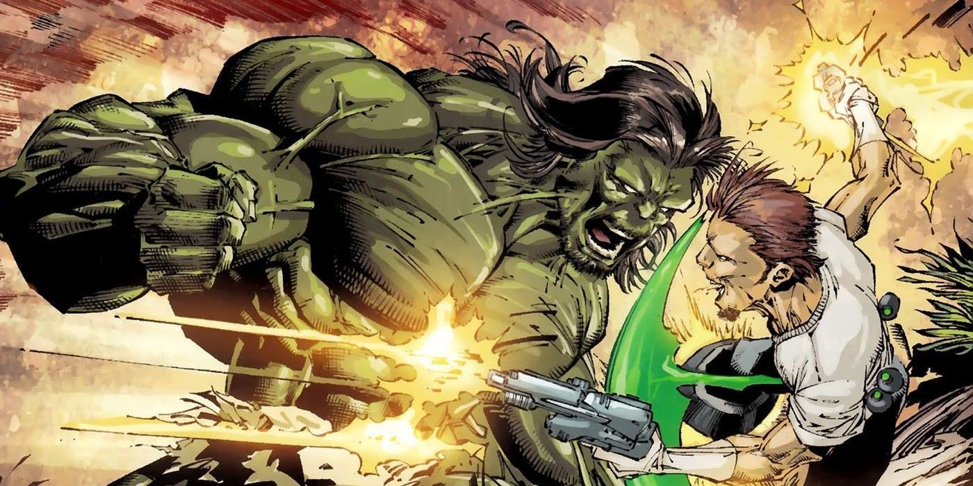 A Separated Hulk and Bruce Banner Fighting Each Other in 2012's Incredible Hulk #5
