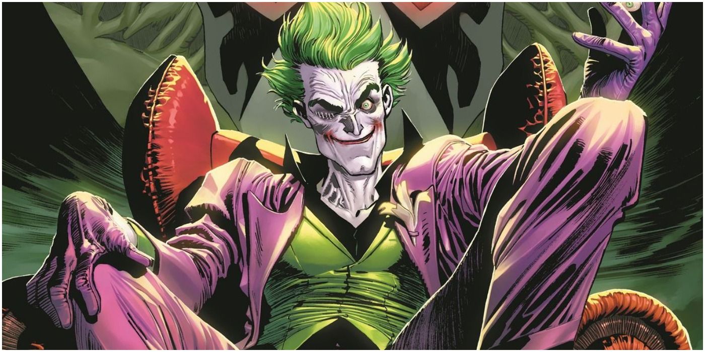 Joker smiling in his chair