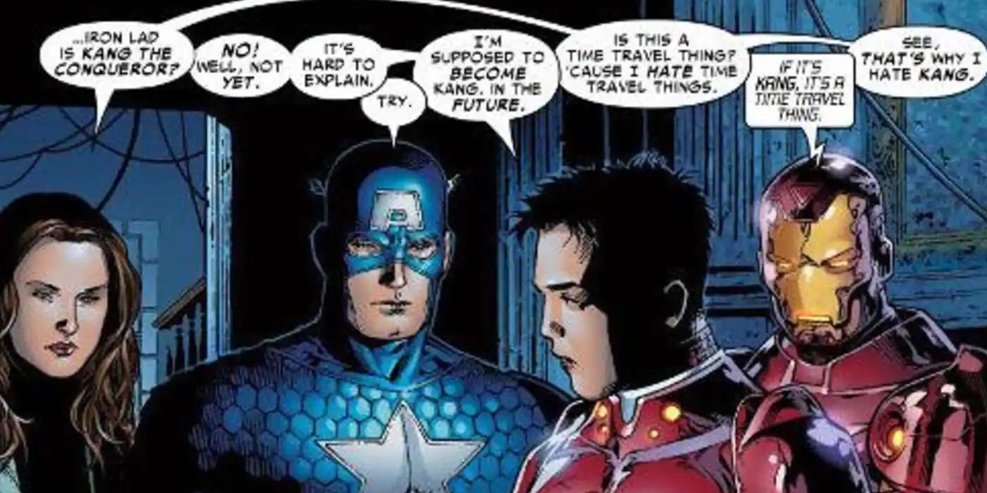Iron Lad speaks to the Avengers