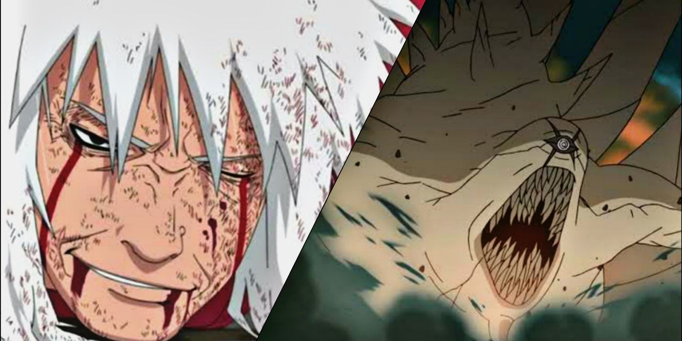 Jiraiya dying and the Ten Tails attacking in Naruto